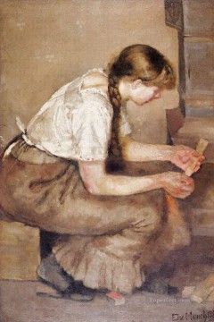  1883 Works - girl kindling a stove 1883 Edvard Munch